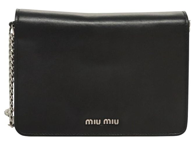 Borsa a spalla Miu Miu in pelle nera e argento Auth 124763 Nero - vista 2