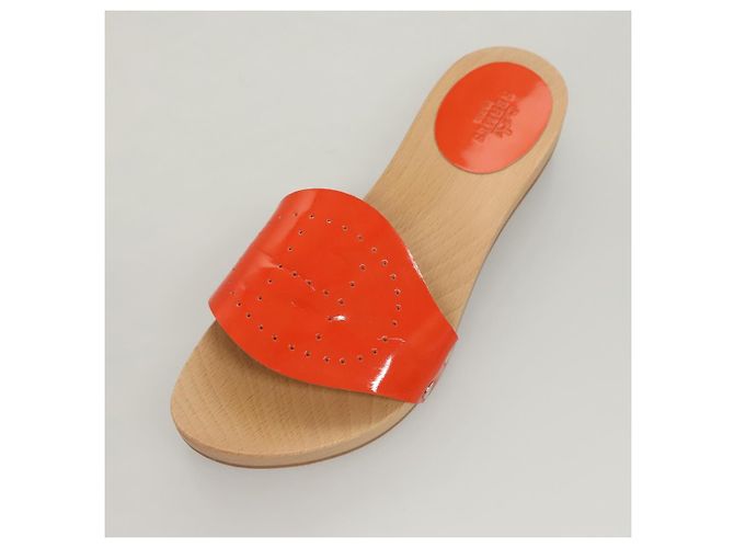 Hermès HERMES Sandalen Lackleder Orange Auth 126351 - Ansicht 21