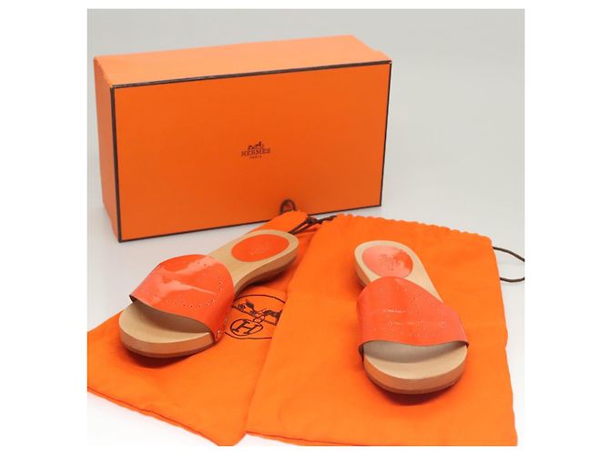 Hermès HERMES Sandalen Lackleder Orange Auth 126351 - Ansicht 33