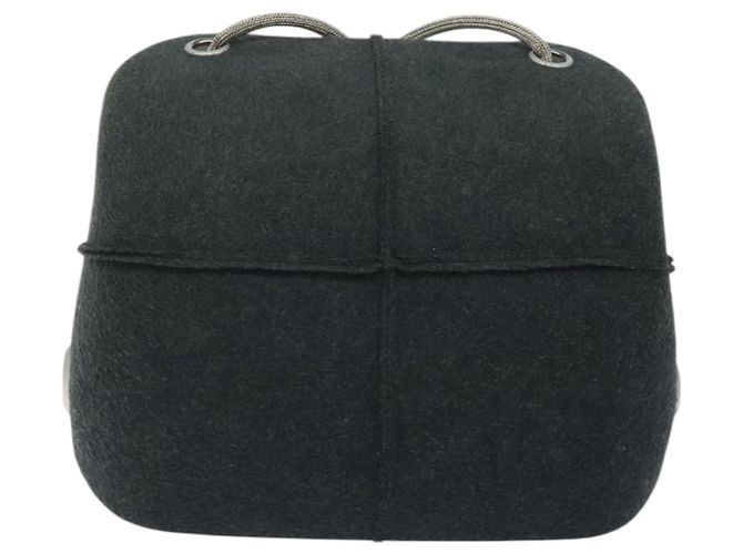 CHANEL Borsa a Spalla Hip in Cotone Grigio CC Auth bs26216 Marrone - vista 13