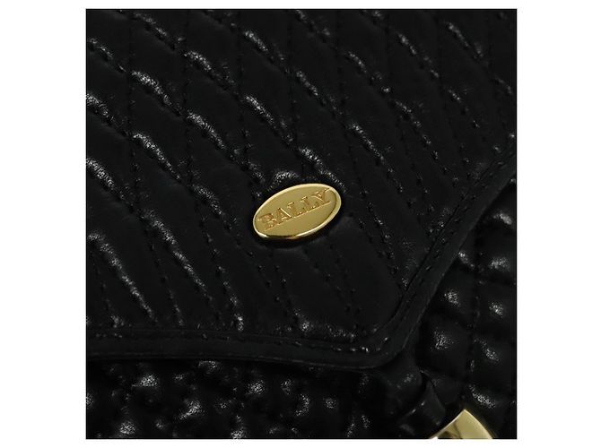 Borsa a spalla BALLY in pelle nera e oro Auth BA2569 Nero D'oro - vista 18