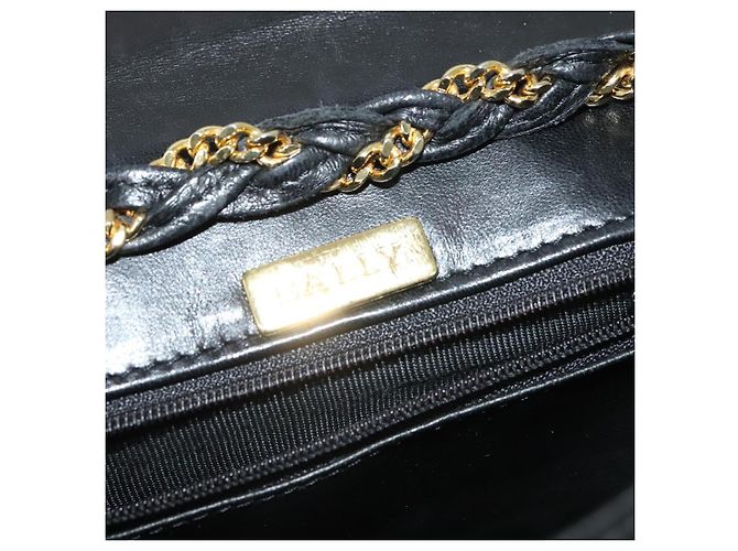 Borsa a spalla BALLY in pelle nera e oro Auth BA2569 Nero D'oro - vista 20
