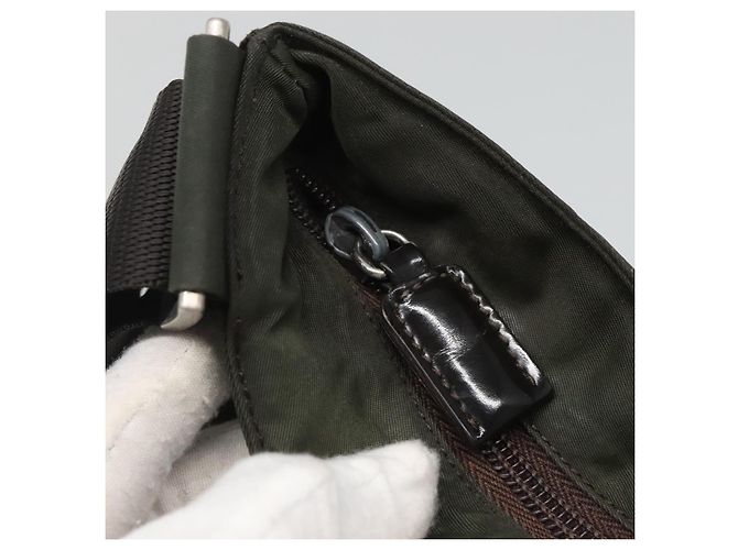 PRADA Schultertasche Nylon Khaki Silber Authentisch bs26349 - Ansicht 10