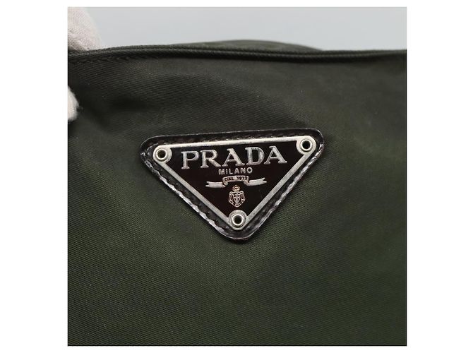 PRADA Schultertasche Nylon Khaki Silber Authentisch bs26349 - Ansicht 17
