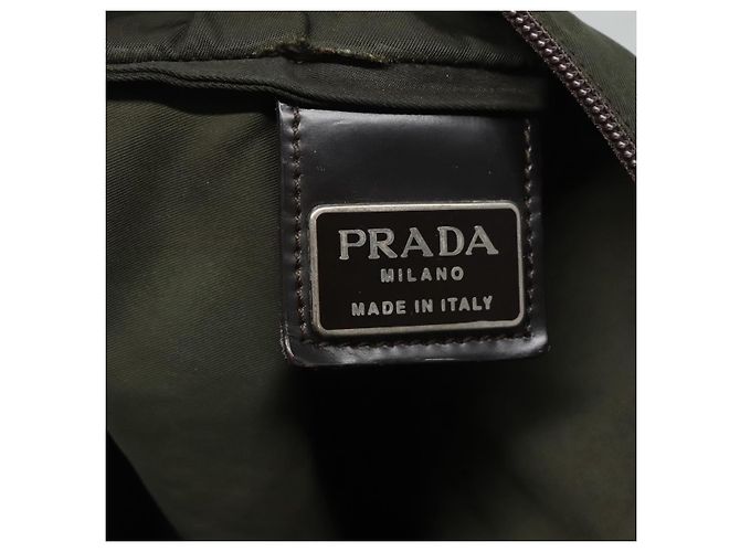PRADA Schultertasche Nylon Khaki Silber Authentisch bs26349 - Ansicht 18