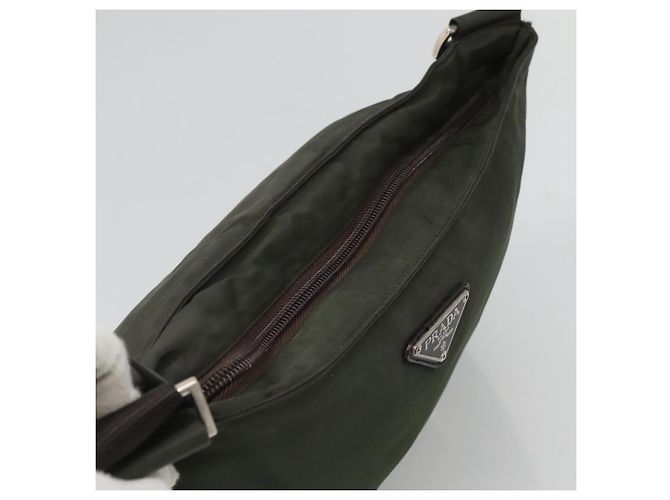 PRADA Schultertasche Nylon Khaki Silber Authentisch bs26349 - Ansicht 6