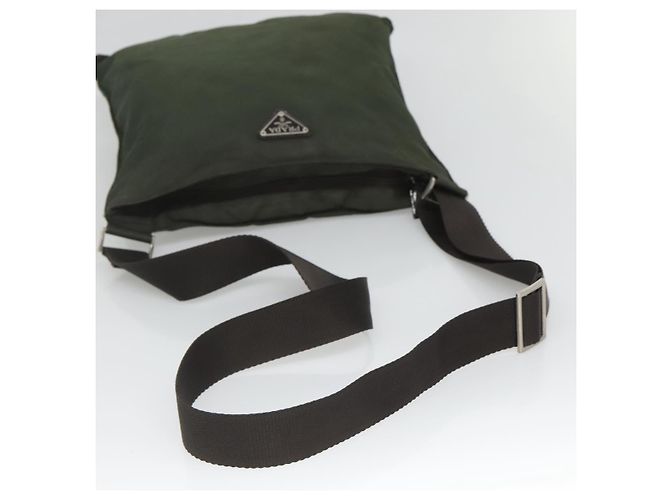 PRADA Schultertasche Nylon Khaki Silber Authentisch bs26349 - Ansicht 7