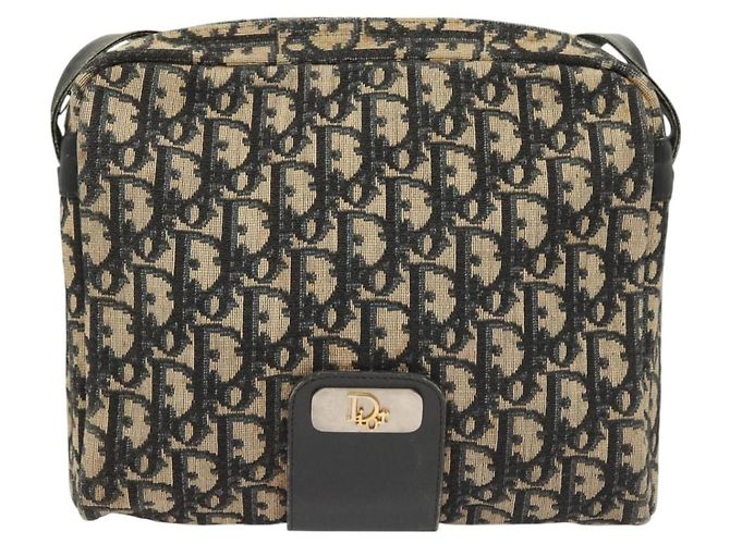 Borsa a spalla in tela Trotter Christian Dior blu navy oro Auth BA2614 D'oro - vista 13