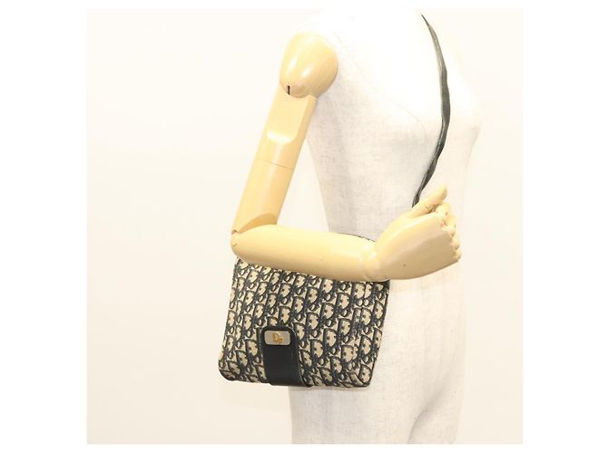 Borsa a spalla in tela Trotter Christian Dior blu navy oro Auth BA2614 D'oro - vista 20