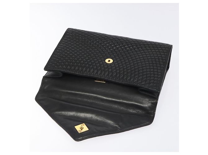 Borsa a mano BALLY in pelle nera e oro Auth gh201 Nero D'oro - vista 10