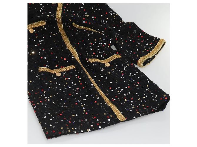 CHANEL Camicia One Piece Tweed Nero CC Auth 126348M - vista 5