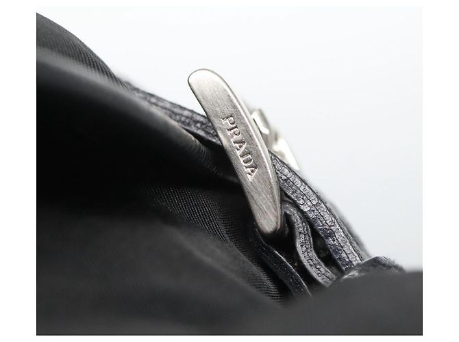 PRADA Borsa a Spalla in Nylon Nero Argento Autentica 125573 - vista 10