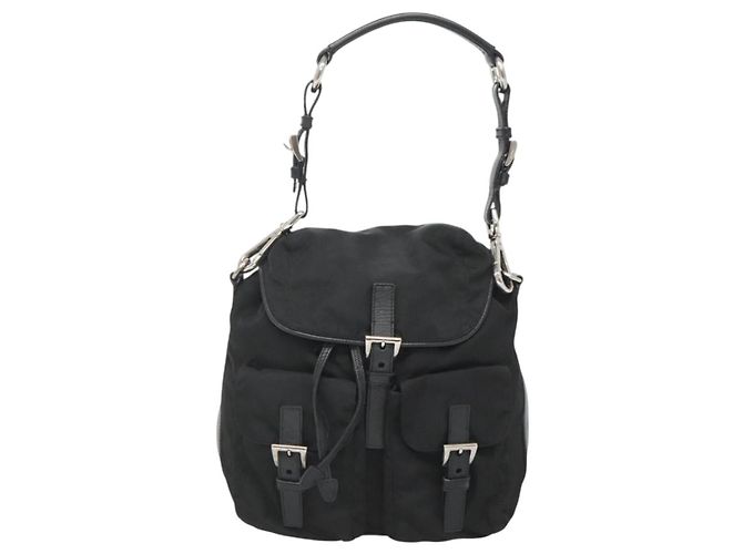 PRADA Borsa a Spalla in Nylon Nero Argento Autentica 125573 - vista 13