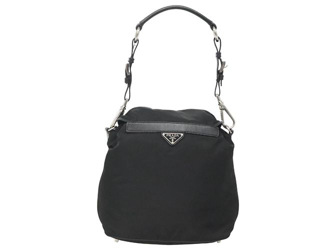 PRADA Borsa a Spalla in Nylon Nero Argento Autentica 125573 - vista 2