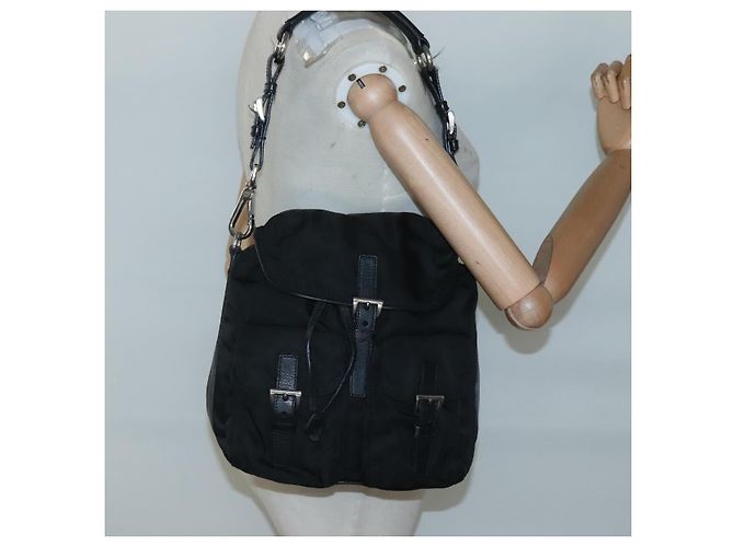 PRADA Borsa a Spalla in Nylon Nero Argento Autentica 125573 - vista 23