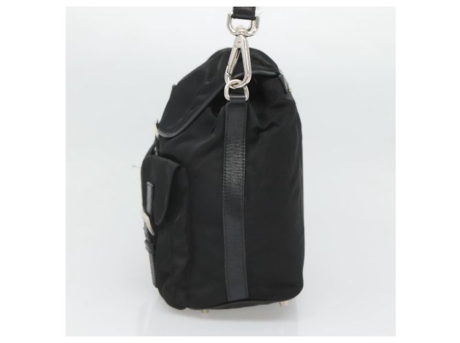 PRADA Borsa a Spalla in Nylon Nero Argento Autentica 125573 - vista 4