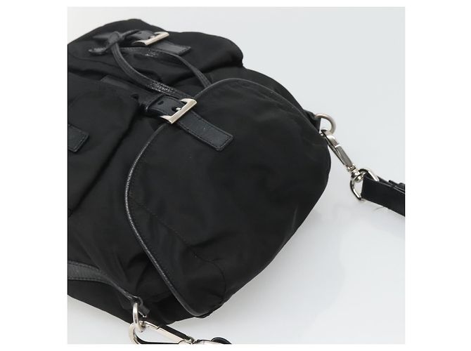 PRADA Borsa a Spalla in Nylon Nero Argento Autentica 125573 - vista 6