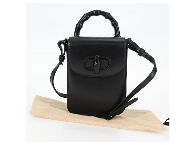Borsa a mano GUCCI in pelle 2 vie nera 702106 Auth 118849M Nero - vista 12