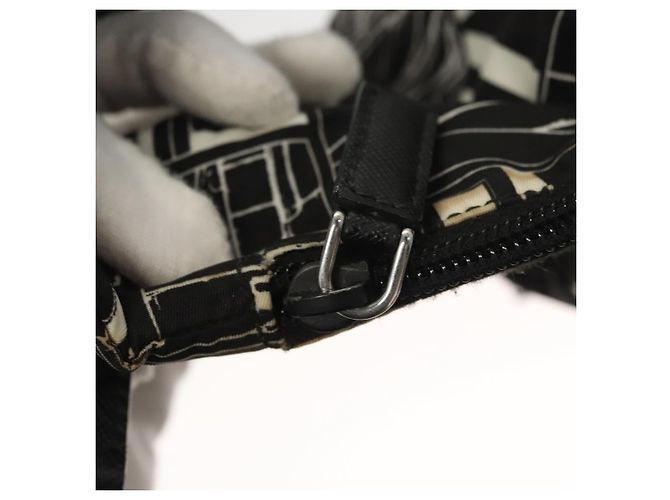 PRADA Bolso de Hombro de Nylon Negro Plata Auténtico 125913 - vista 10