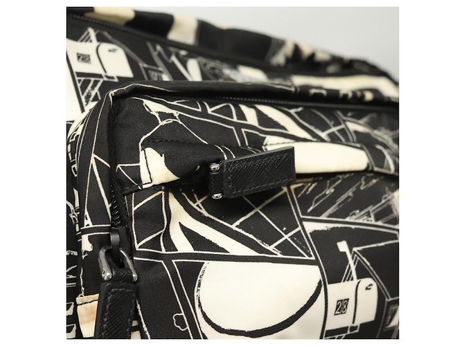 PRADA Bolso de Hombro de Nylon Negro Plata Auténtico 125913 - vista 18