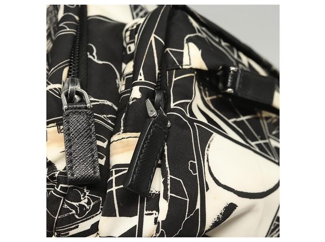 PRADA Bolso de Hombro de Nylon Negro Plata Auténtico 125913 - vista 19