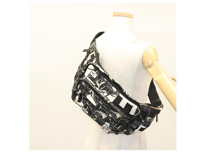 PRADA Bolso de Hombro de Nylon Negro Plata Auténtico 125913 - vista 28