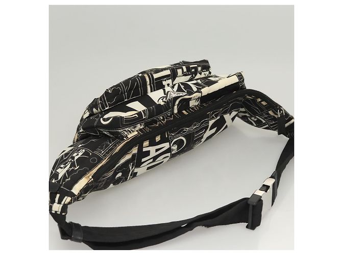 PRADA Bolso de Hombro de Nylon Negro Plata Auténtico 125913 - vista 6