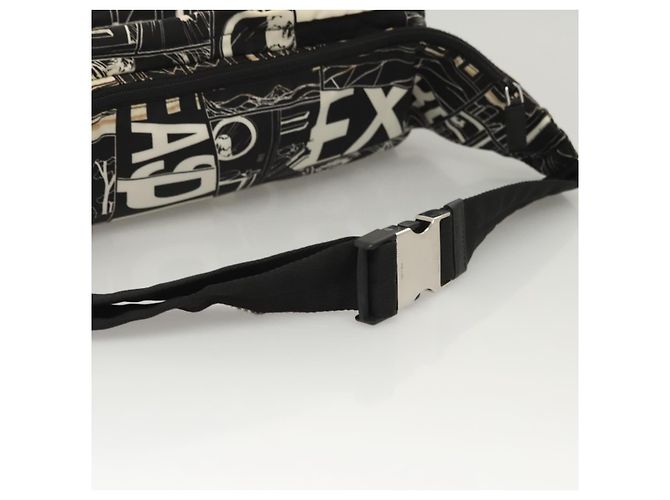 PRADA Bolso de Hombro de Nylon Negro Plata Auténtico 125913 - vista 7