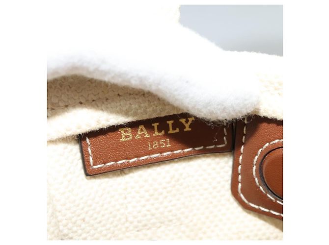 BALLY Crystalia XS Handtasche Canvas 2-Wege Weiß Gold Auth mr1384 Golden - Ansicht 10