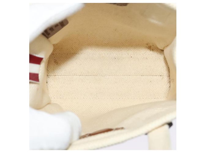 BALLY Crystalia XS Handtasche Canvas 2-Wege Weiß Gold Auth mr1384 Golden - Ansicht 12