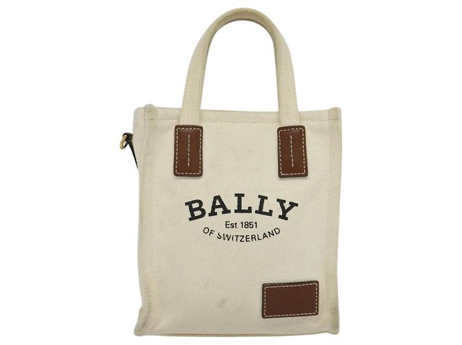 BALLY Crystalia XS Handtasche Canvas 2-Wege Weiß Gold Auth mr1384 Golden - Ansicht 13