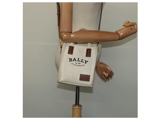 BALLY Crystalia XS Handtasche Canvas 2-Wege Weiß Gold Auth mr1384 Golden - Ansicht 20