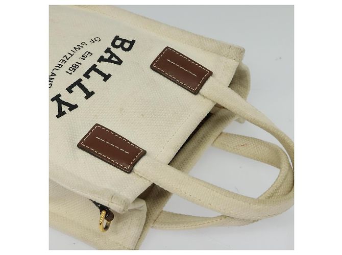 BALLY Crystalia XS Handtasche Canvas 2-Wege Weiß Gold Auth mr1384 Golden - Ansicht 6