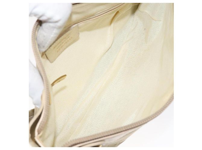 Borsa a Spalla Gancini Salvatore Ferragamo in Tela Beige Oro Auth bs26398 - vista 11