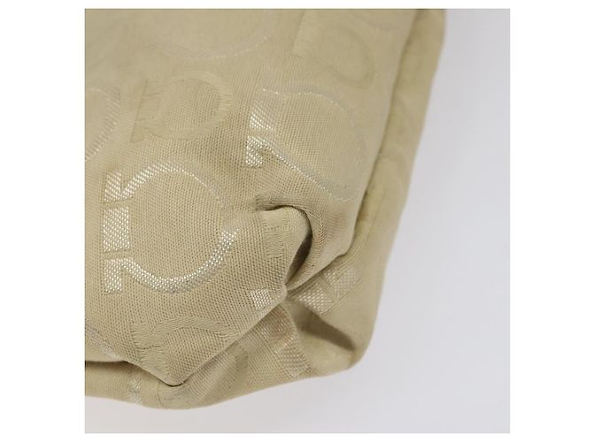 Borsa a Spalla Gancini Salvatore Ferragamo in Tela Beige Oro Auth bs26398 - vista 14