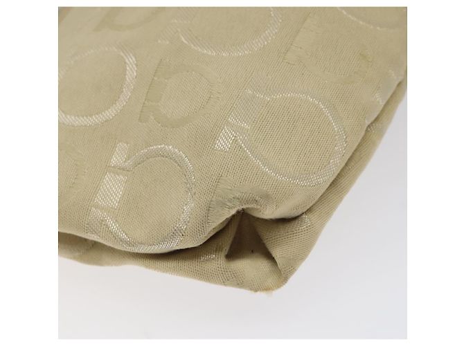 Borsa a Spalla Gancini Salvatore Ferragamo in Tela Beige Oro Auth bs26398 - vista 16