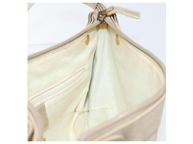 Borsa a Spalla Gancini Salvatore Ferragamo in Tela Beige Oro Auth bs26398 - vista 18