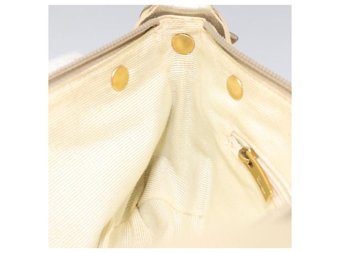 Borsa a Spalla Gancini Salvatore Ferragamo in Tela Beige Oro Auth bs26398 - vista 19