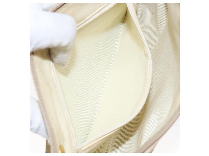 Borsa a Spalla Gancini Salvatore Ferragamo in Tela Beige Oro Auth bs26398 - vista 20