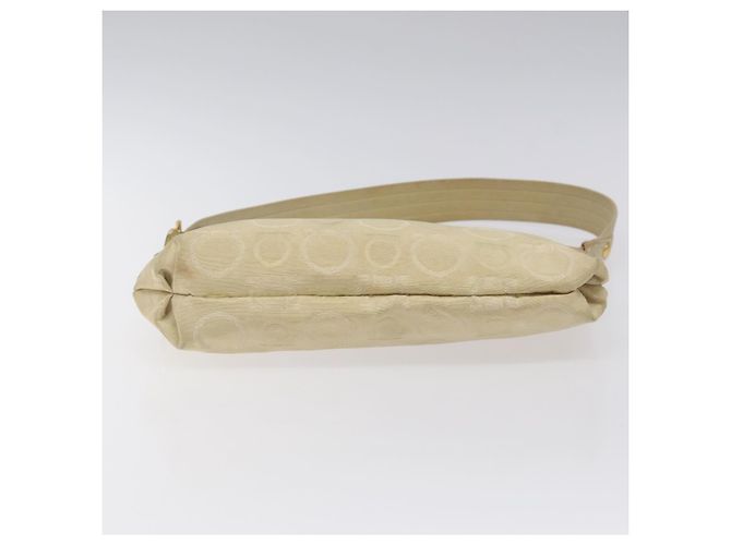 Borsa a Spalla Gancini Salvatore Ferragamo in Tela Beige Oro Auth bs26398 - vista 5