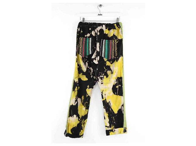 Autre Marque Pantalones rectos de algodón amarillos - vista 3