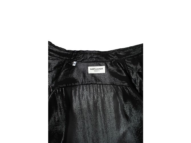 Saint Laurent, Lurex-Hemd mit Rüschen 2019 Schwarz - Ansicht 7