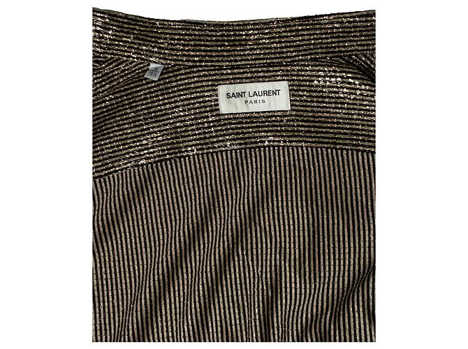 Camicia in lurex a righe nere e dorate Saint Laurent Nero D'oro - vista 5