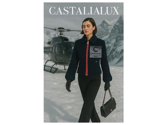 Chanel CC Apres Ski Teddy Bomberjacke 34 FR Marineblau - Ansicht 11