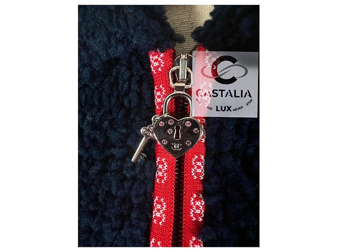 Chanel CC Apres Ski Teddy Bomberjacke 34 FR Marineblau - Ansicht 12