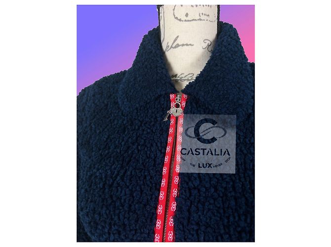 Chanel CC Apres Ski Teddy Bomberjacke 34 FR Marineblau - Ansicht 13
