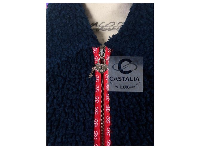 Chanel CC Apres Ski Teddy Bomberjacke 34 FR Marineblau - Ansicht 7
