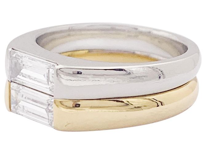 Autre Marque Anello due ori, diamanti baguette. - vista 2