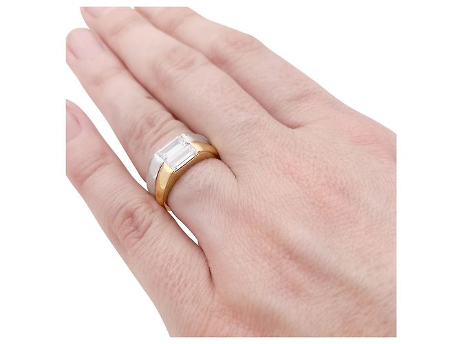 Autre Marque Anello due ori, diamanti baguette. - vista 5
