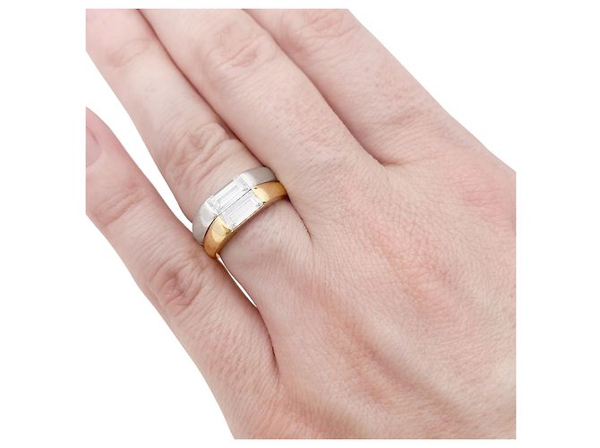 Autre Marque Anello due ori, diamanti baguette. - vista 6